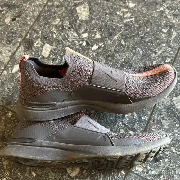 APL dark gray/orange accent stripe Techloom Bliss slip on sneakers. Size 7. - Picture 2 of 5